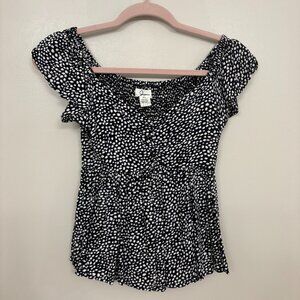 Japna Black and White Short Sleeve Top - Size XS
